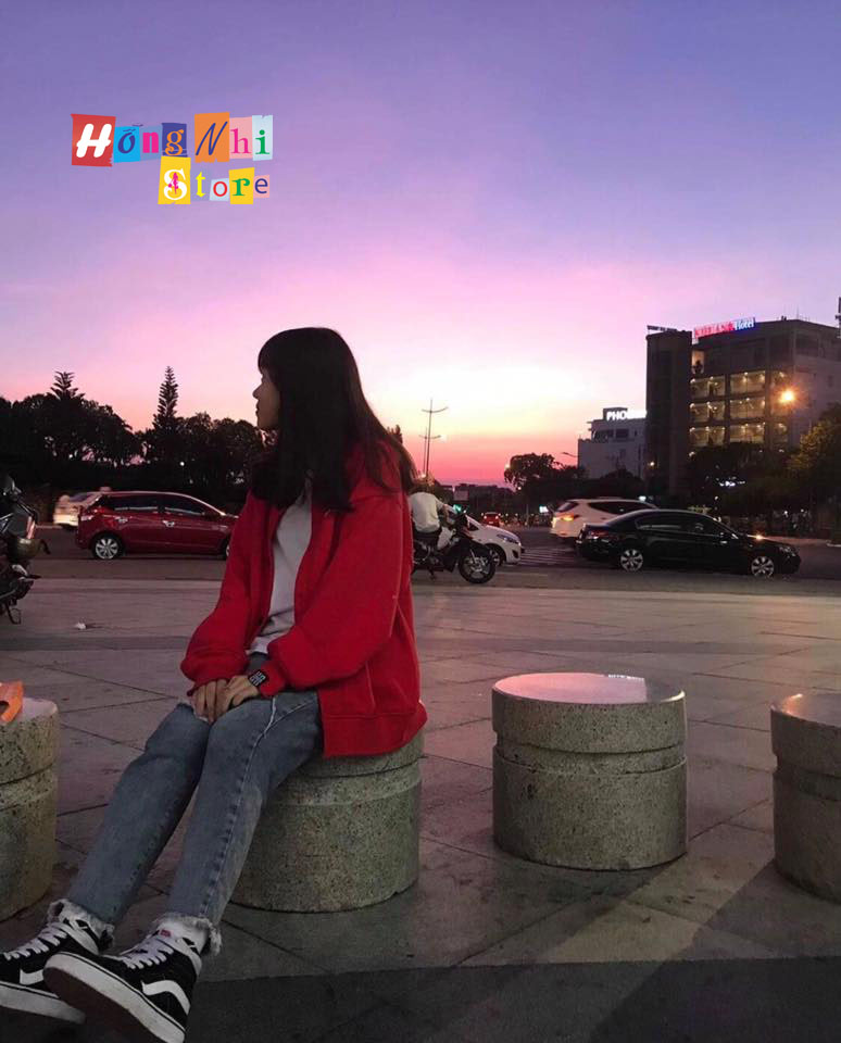 Áo Khoác Hoodie Zip Trơn Oversize Ulzzang Unisex Hoodie Dây Kéo Màu Đỏ Dáng Rộng - MM