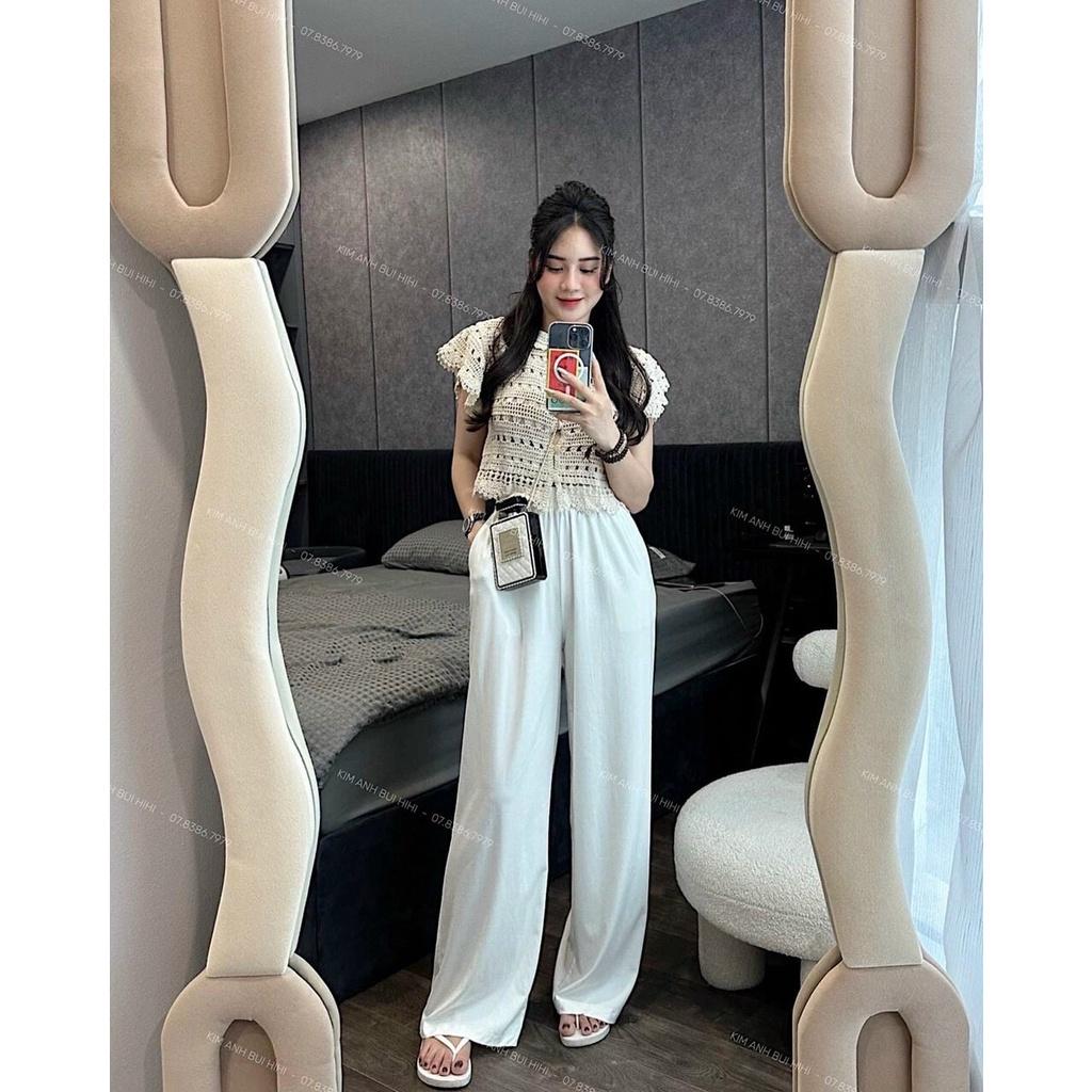 ÁO REN CROPTOP CỔ THUYỀN TAY BÈO CỰC XINH LUN Ạ