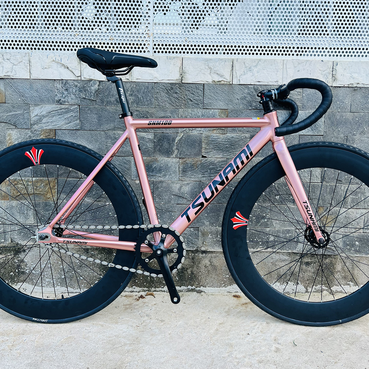 Fixed gear TSUNAMI SNM100 bánh trước sau 7cm - Màu Rose gold