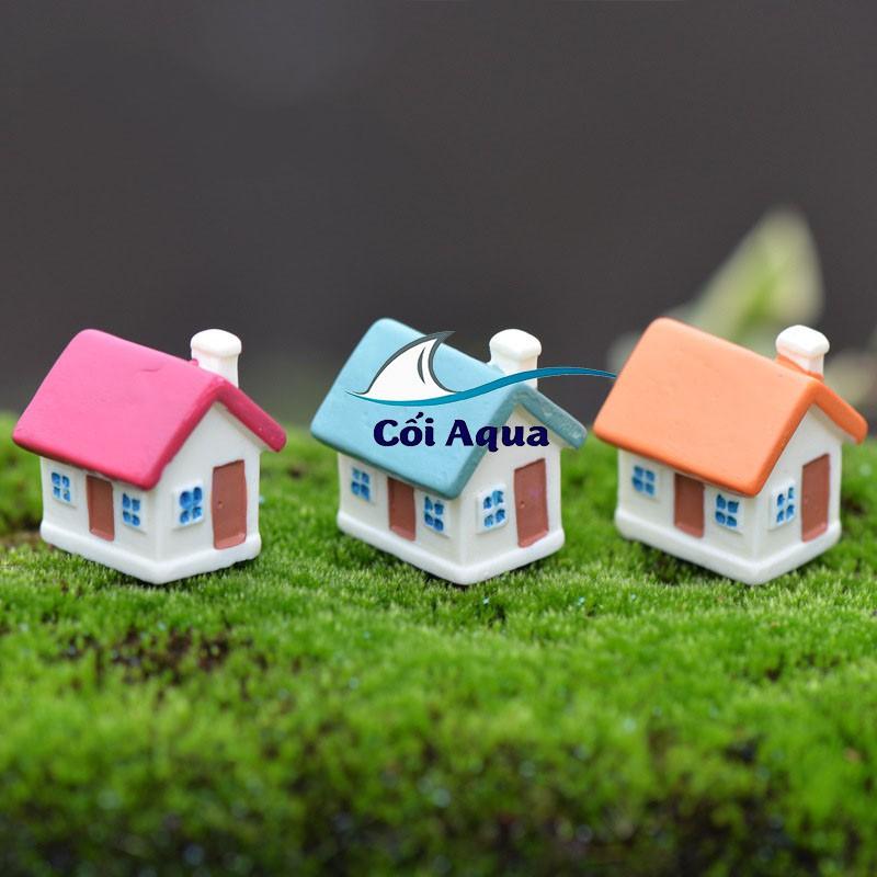 Tiểu cảnh mini Terrarium ️ Ngôi nhà tiểu cảnh có cửa sổ ổng khói trang trí sen đá, sân vườn, bể cá, bể terrarium