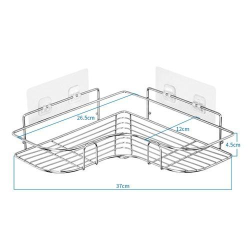 Kệ góc Inox không gỉ nhà tắm, nhà bếp, phòng khách tam giác dán tường siêu dính
