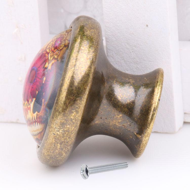 2x Vintage Brass Knob Drawer Cupboard Door Pulls Skull Cabinet Handle Knobs