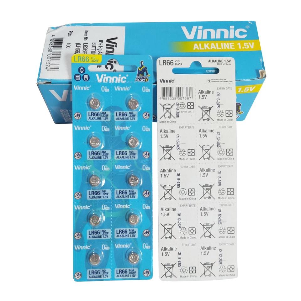 Vỉ 10 viên Pin đồng hồ VINNIC L626F LR66 LR626 AG4 Chính Hãng