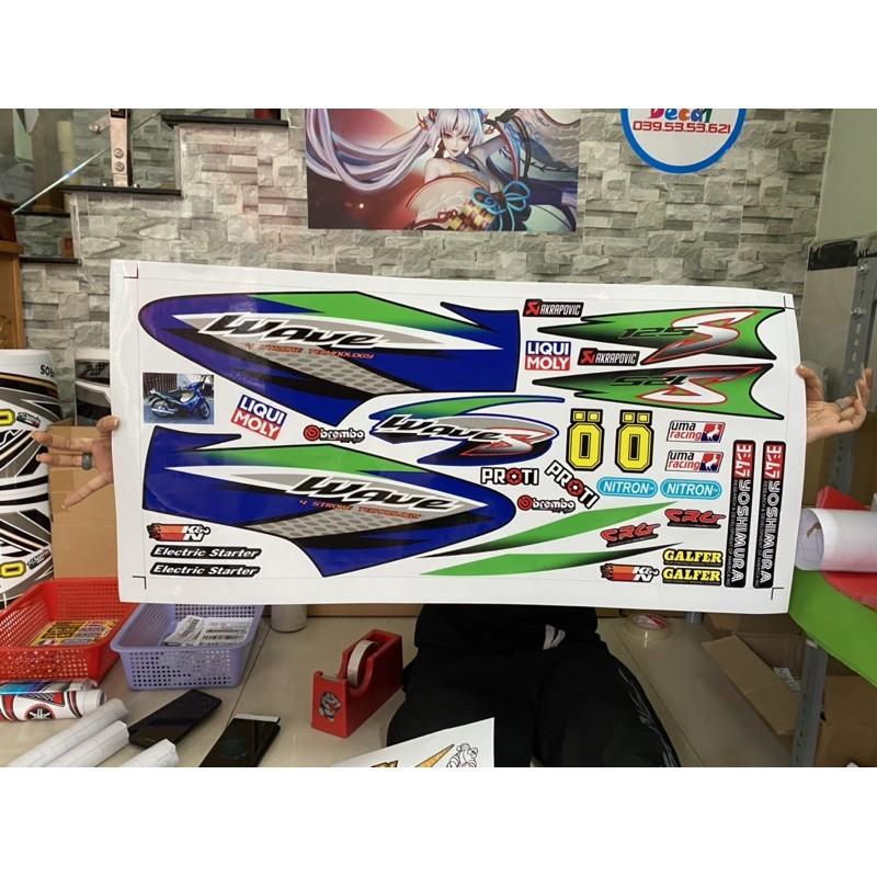 Tem rời dành cho xe Wave S 125 xanh đen