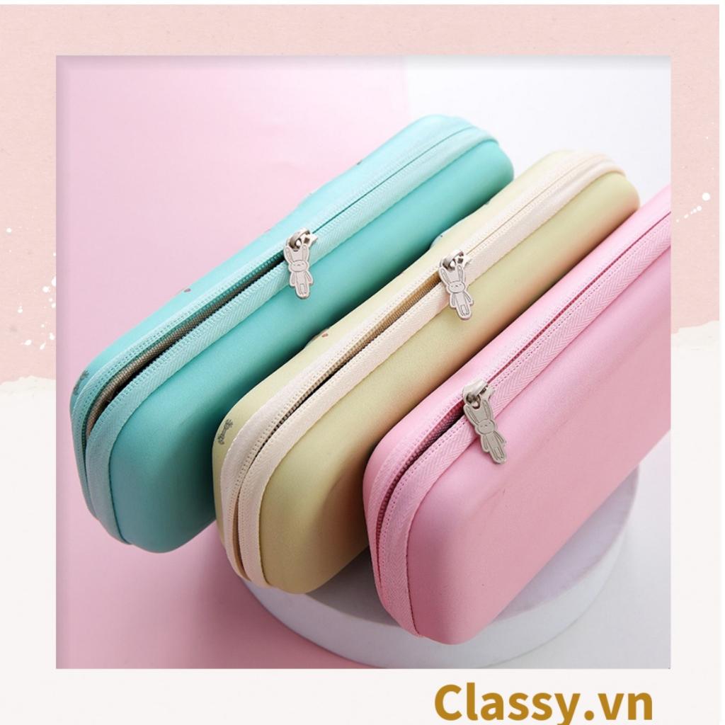 Hộp đựng bút văn phòng phẩm Classy chất liệu Silicon dẻo, siêu bền, màu pastel đính họa tiết hoạt hình ngộ nghĩnh PK922