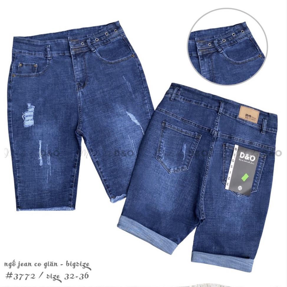 Quần Jeans Lửng 7 tất QJ008 Xanh Đá Trơn Size ĐẠI - Lưng Cao - Hàng siêu co giãn