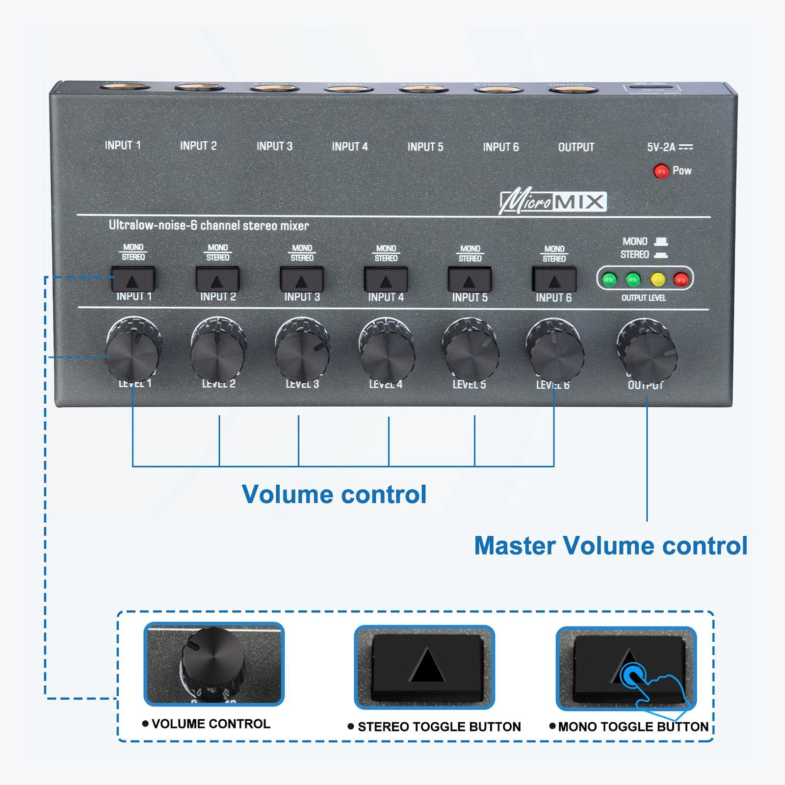 Mini Audio Mixer Audio Mixer for Club Guitars Bass Keyboards Mixer Recording