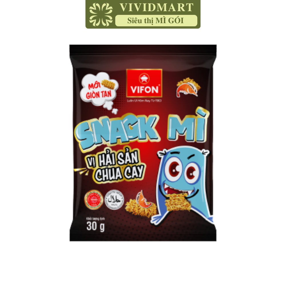 VIFON - Snack mì Vifon hương vị Hải Sản Chua Cay (30g/gói) - Vifon Snack Hải sản chua cay ăn liền