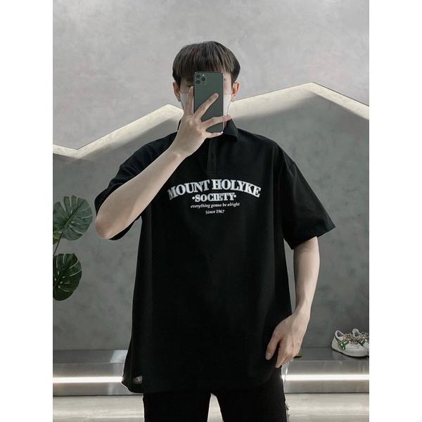 Polo đen in hình polo nam phong cách form dáng chuẩn đẹp