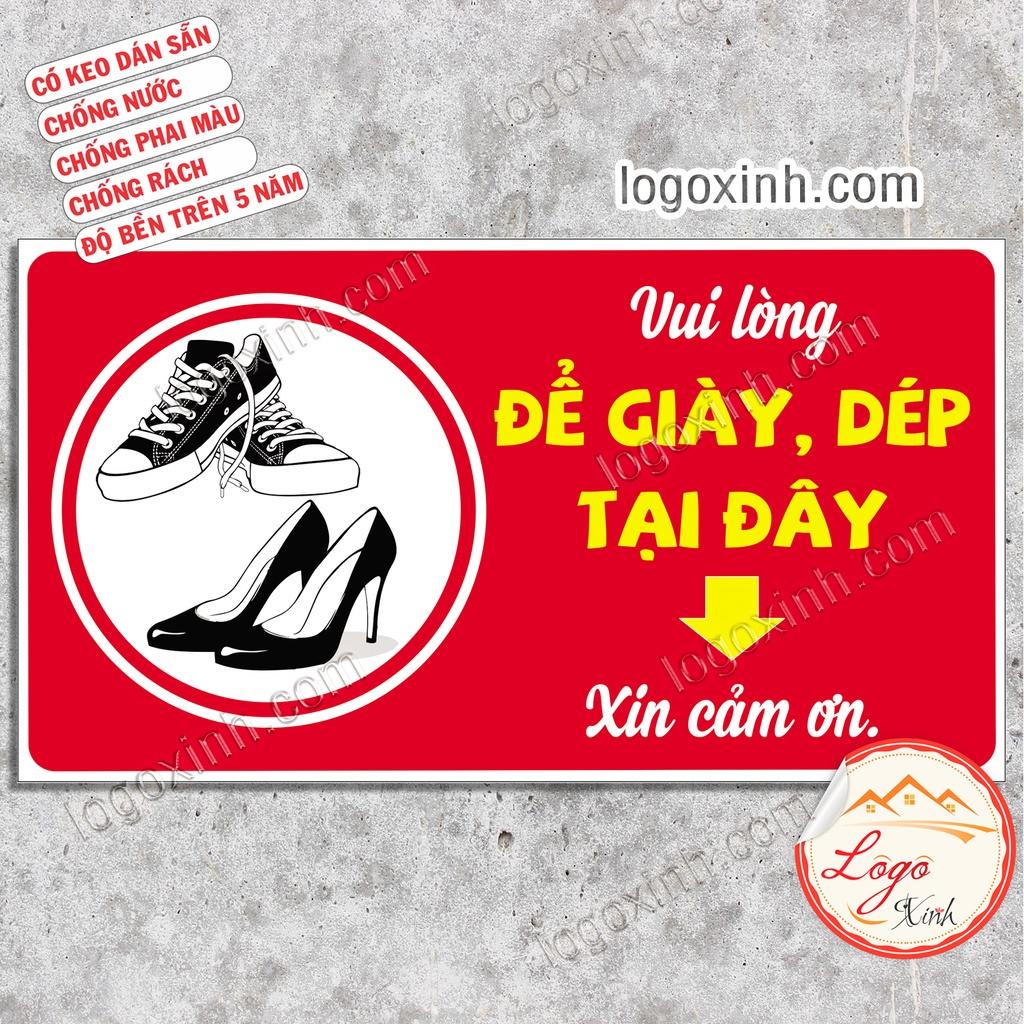 Logo Tem Sticker Chỉ Dẫn Yêu Cầu Bỏ Giày Dép, Để Giày Dép Tại Đây, Dạng Decal Có Keo Dán Sẵn, Chống Nước Với Độ Bền Cao
