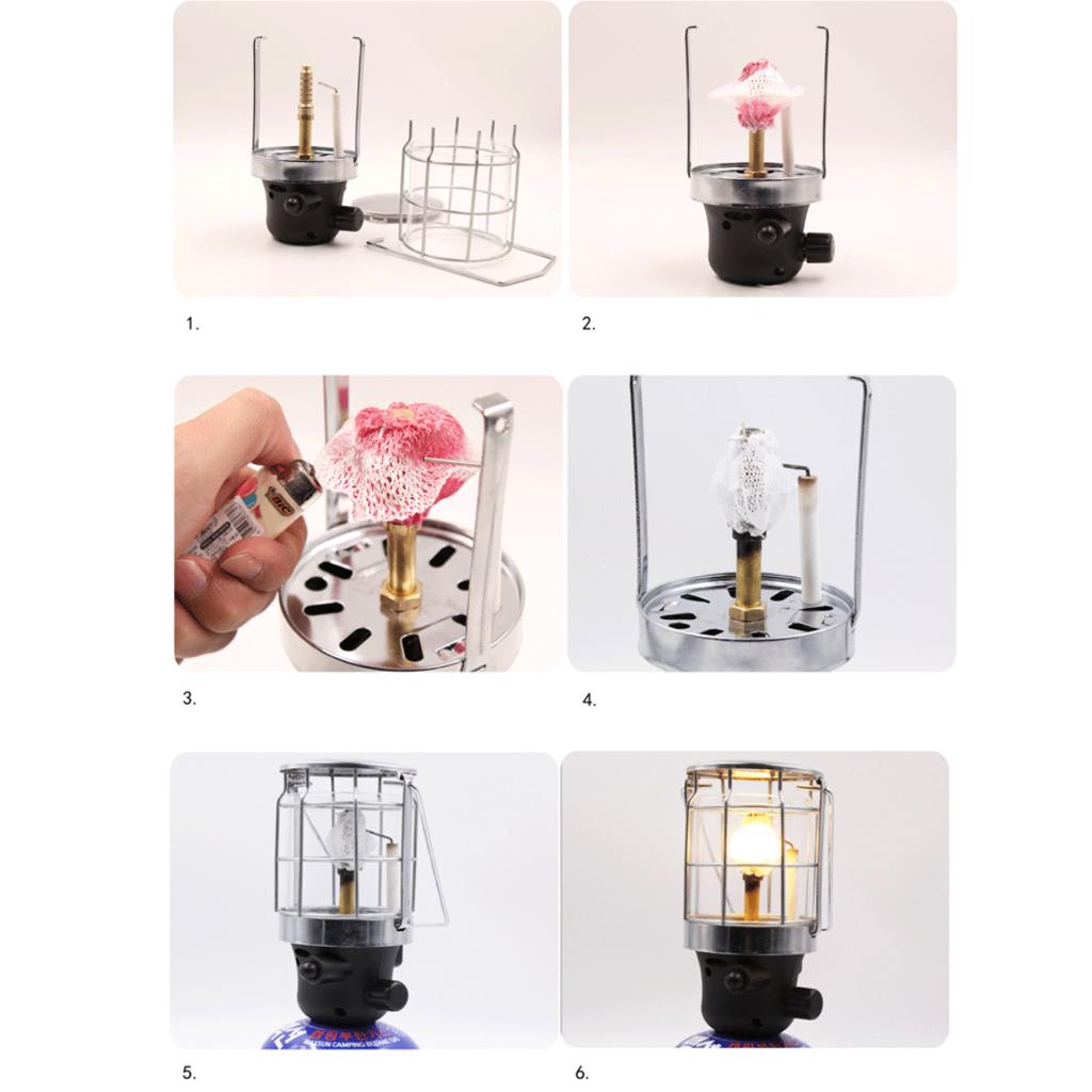 2pcs Camping Gas Lantern Outdoor Portable Double Mantle Butane Gas Lamp Light