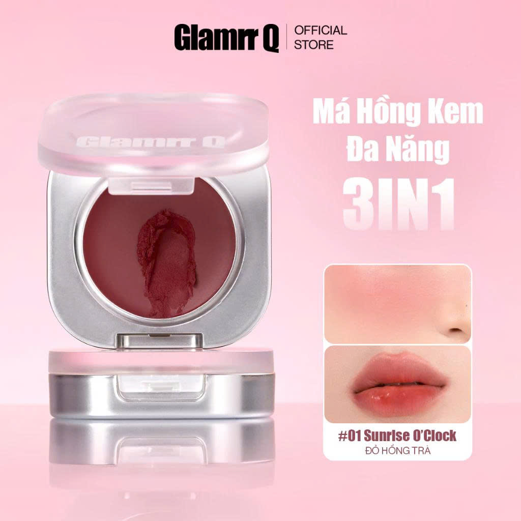 [MỚI] Má Hồng Kem Đa Năng 3-in-1 Trang Điểm Má Mắt Môi Mịn Lì Dễ Tán Bền Màu Glamrr Q Mellow Touch Lip Cheek Pot (1.8g) màu 01