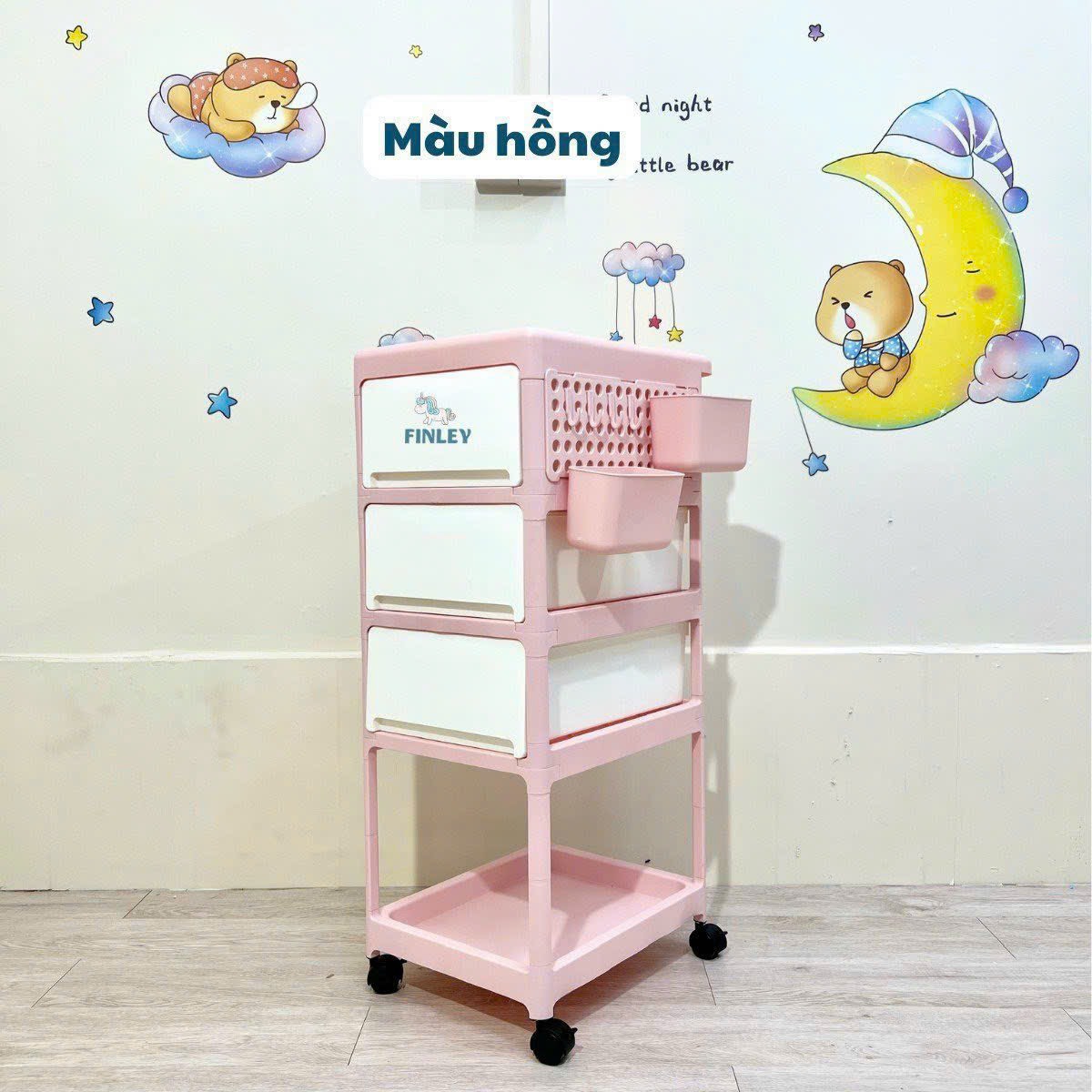 Kệ nhựa - xe đẩy đa năng 4 tầng Finley kệ đựng bỉm sữa cho bé FL0062