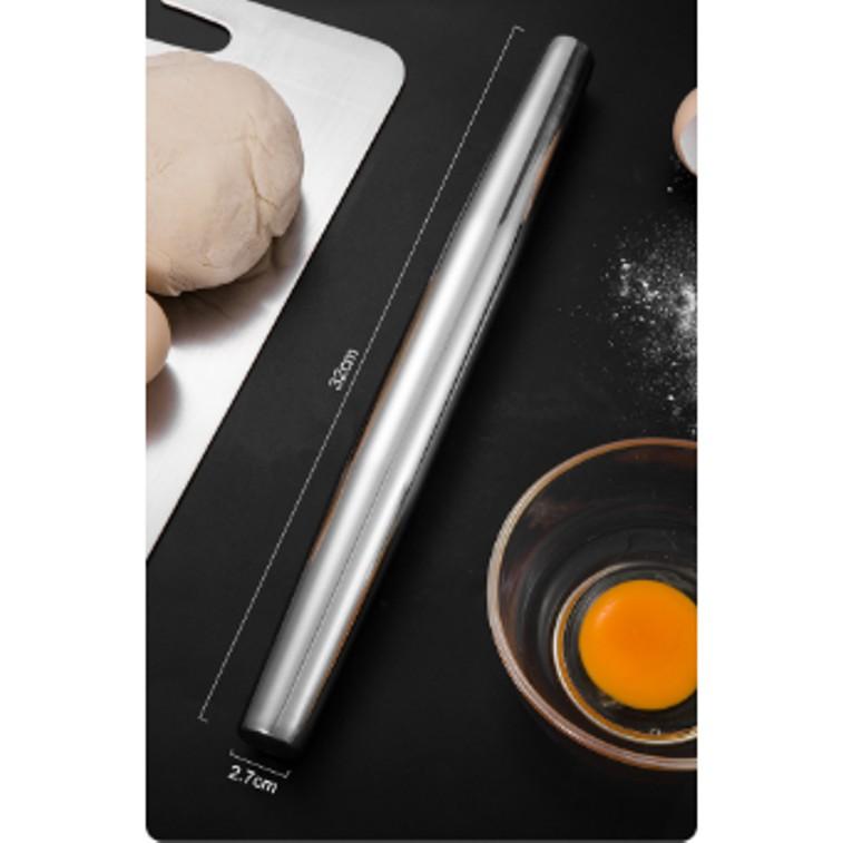 Cây lăn bột làm bánh inox 304/316 Việt Nam sản xuất sáng bóng không dính cán bánh mì bánh bao bánh pizza Shop inox 304