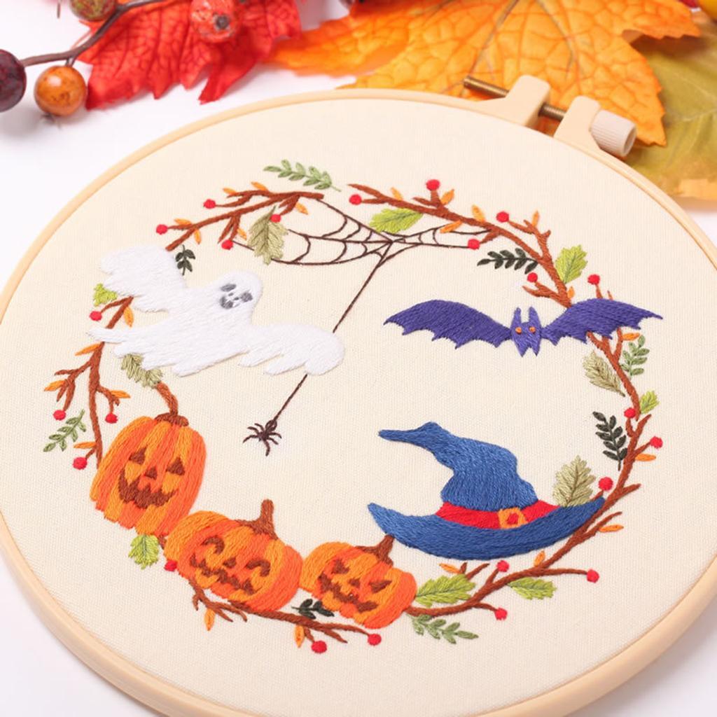 Embroidery Starter Kit with Pattern Beginners Cross Stitch with Hoops Set 1