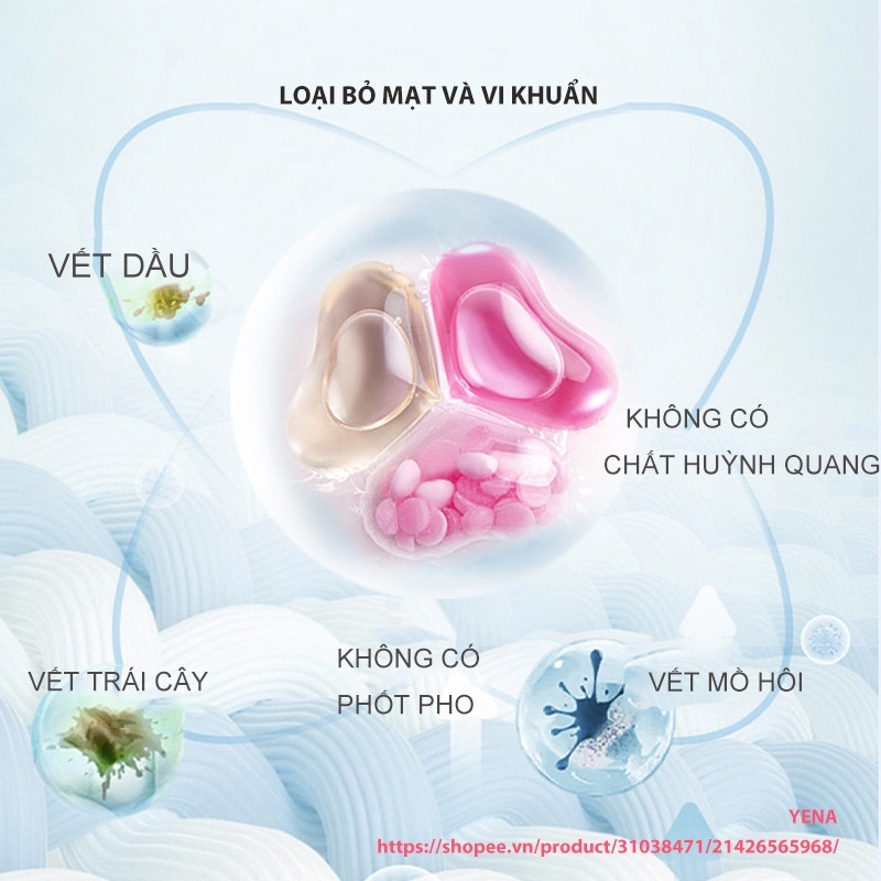 Viên Giặt Quần Áo 3 In 1 Ba Ngăn Hương Thơm Lâu Hộp 40 Viên Kèm Viên Xả Và Tẩy Nhẹ Giúp Làm Sạch Quần Áo Lưu Hương