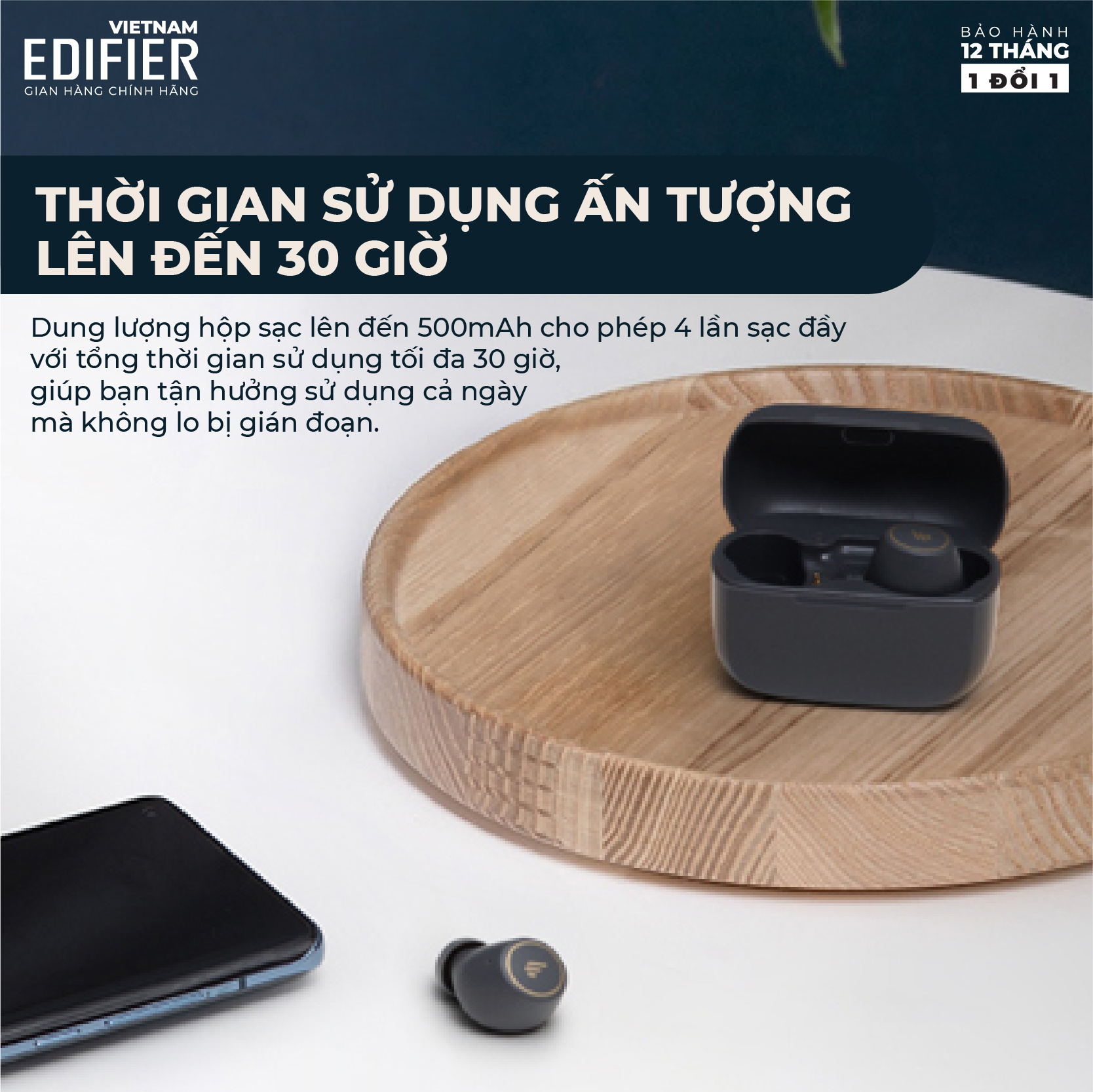 Tai nghe true wireless Edifier TWS1 Pro (Bản quốc tế) - Hàng chính hãng