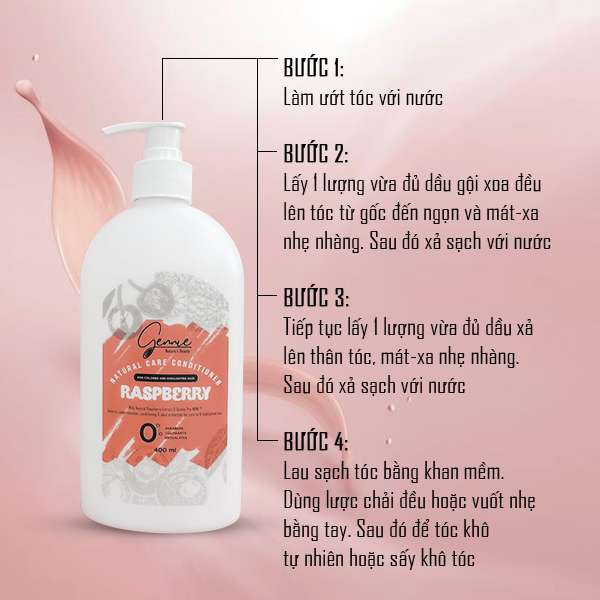 Dầu Xả Gennie Natural Care Chiết Xuất Raspberry Dành Cho Tóc Nhuộm Và Tóc Highlight 400ml Chính Hãng