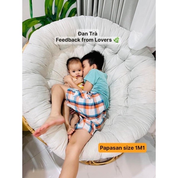 Papasan Mây Size 1M1 Kèm Nệm - Nội Thất Mây Tre Đan