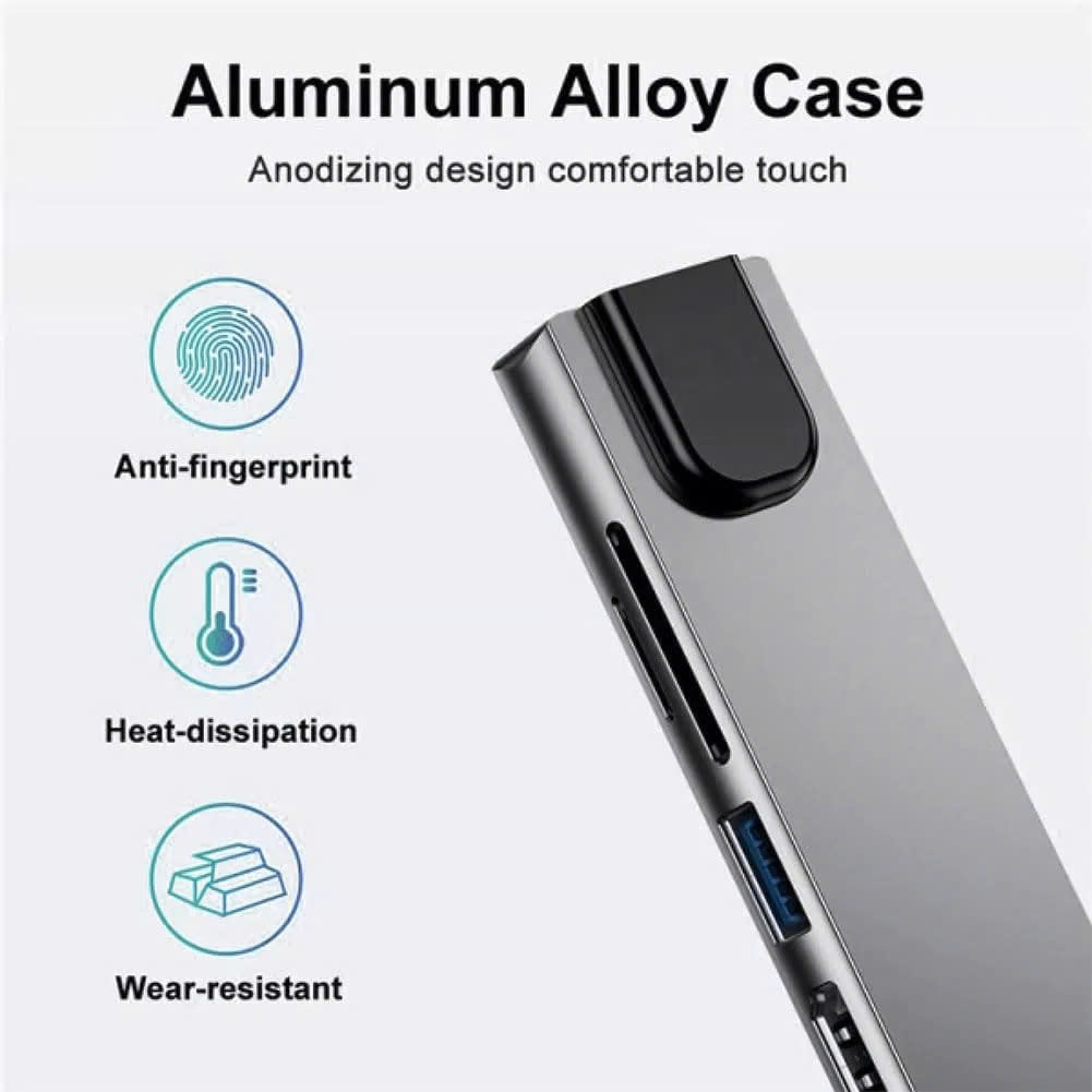 Bộ Chuyển Đổi Hub USB C Hub 8 Trong 1 Type C 3.1 Sang 4K RJ45 Đọc Thẻ SD / TF Cho MacBook Notebook Laptop Máy Tính - Hàng Nhập Khẩu