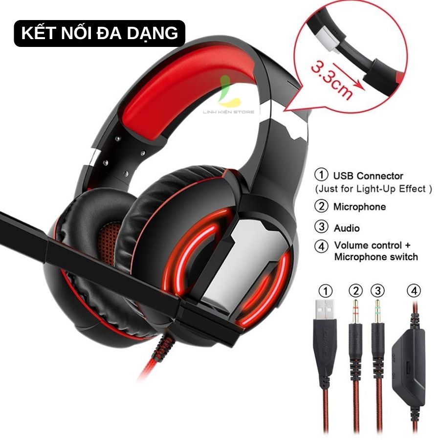 Tai nghe gaming Headphone Bonks G1 - Tai nghe chụp tai chơi game máy tính có dây cực xịn tích hợp micro xoay 180 độ - Hàng nhập khẩu