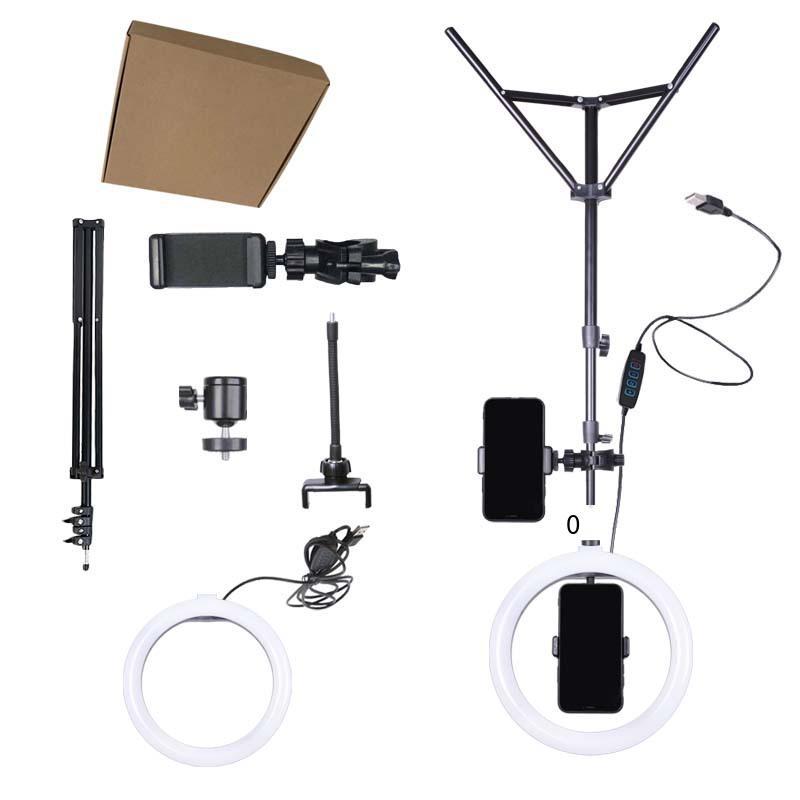 Khuyến mại vẻ đẹp phát sóng trực tiếp ánh sáng 10 inch 26 cm vòng lấp đầy ánh sáng ba màu ánh sáng điện thoại di động giá đỡ phát sóng trực tiếp ánh sáng có thể điều chỉnh