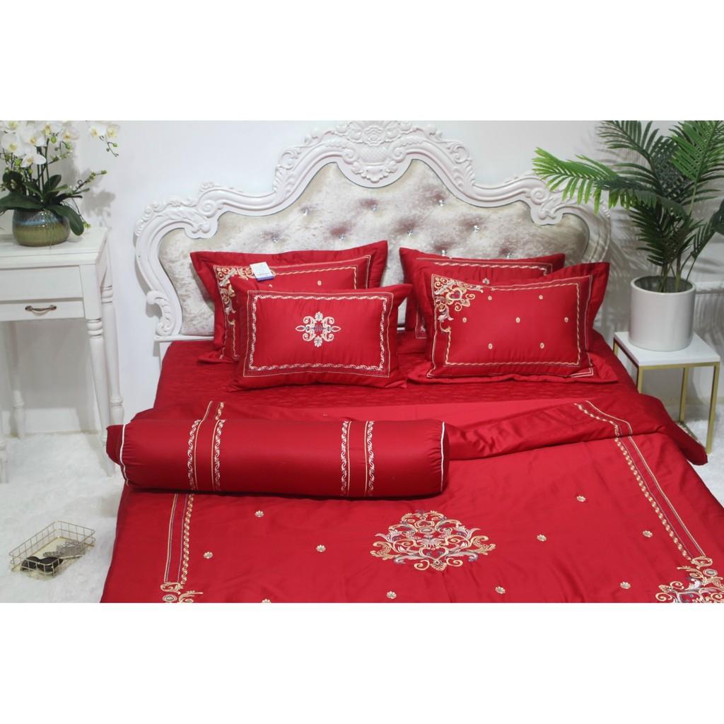 Trọn bộ chăn ga gối 7 món 100% solid cao cấp 4 mùa
