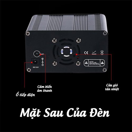 Đèn trang trí laser 6 mắt, đèn bay phòng nháy được 48 kiểu nháy khác nhau, đèn led trang trí kèm điều khiển từ xa, đèn trang trí quán cà phê và karaoke.