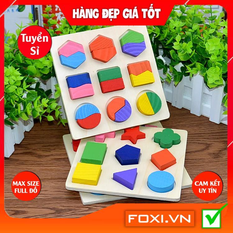 Combo 3 đồ chơi gỗ hình học Foxi-nhiều màu sắc sặc sỡ-trò chơi giáo cụ học tập bổ ích dành cho bé yêu