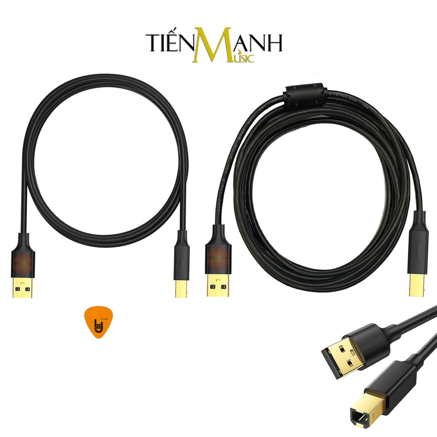 Dây Cáp Midi Vuông Kết Nối Đàn Piano, Organ, Launchkey, Midi Controller  Với Máy Tính đầu USB-B sang USB-A Cable Máy In - Kèm Móng Gẩy DreamMaker