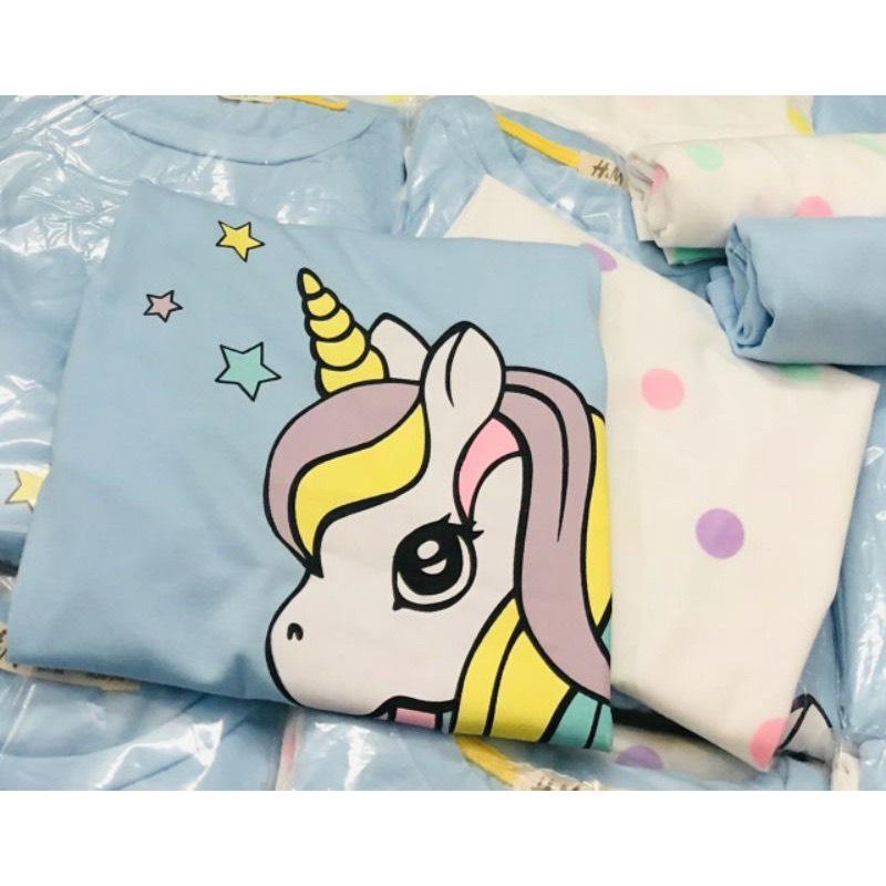 COMBO 2 BỘ ĐÙI BÉ GÁI HÌNH NGỰA PONY XANH - CHẤM BI TRẮNG