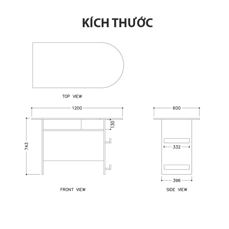 Bàn Gỗ Hình Bán Nguyệt 120cm Màu Trắng Đa Năng KEGODA