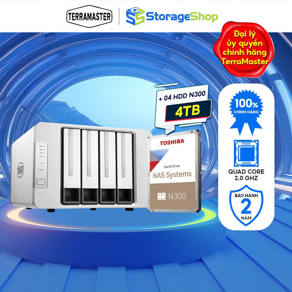 Bộ Ổ cứng mạng NAS Terra Master F4-423+NAS N300 Hàng chính hãng