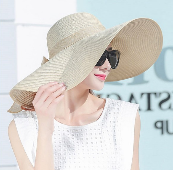 Mũ cói rộng vành thắt nơ phong cách Hàn, nón cói nữ đi biển cao cấp mới