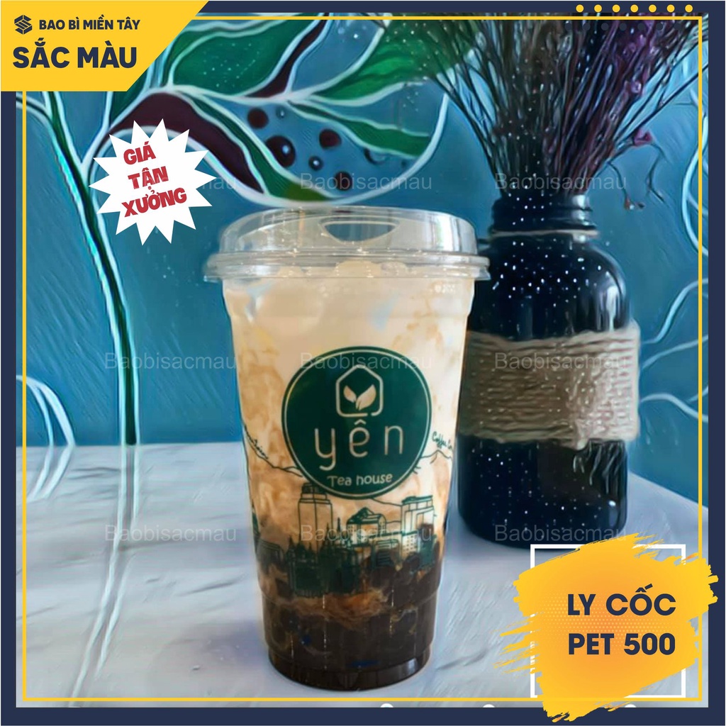 Sỉ 50 cốc nhựa/ ly nhựa PET 650ml kèm nắp