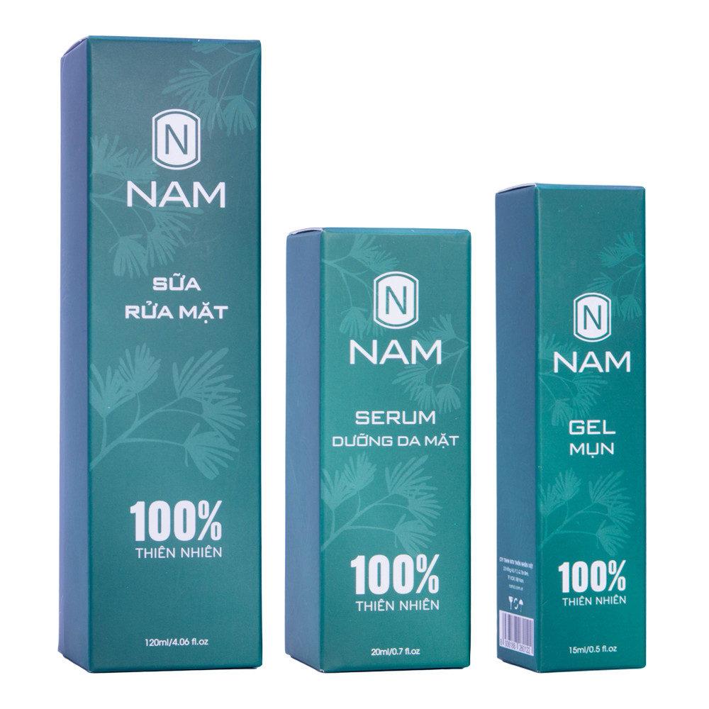 Combo Sạch Mụn Thâm Dưỡng Da Sáng Mịn NAM (Sữa Rửa Mặt 120 ml - Serum Dưỡng 20 ml - Gel Mụn 15 ml)