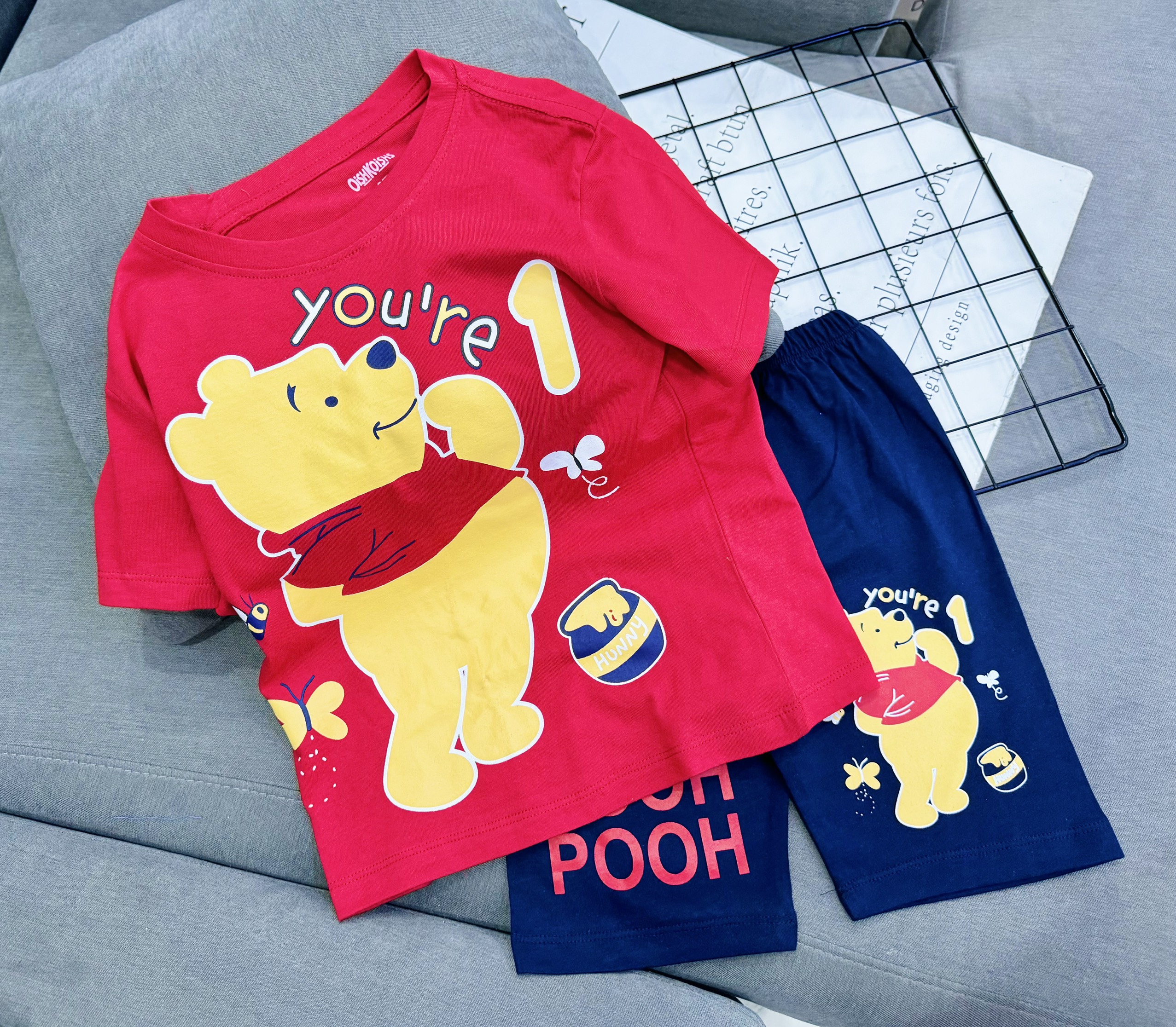 Đồ bộ bé gái, Bộ cộc tay cho bé gái hình kuromi gấu dâu melody từ 8-35kg chất cotton mềm mịn mát