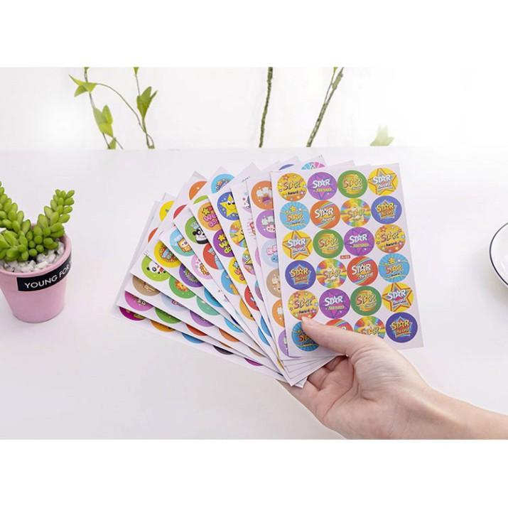 Set 10 Tấm Sticker Khen Thưởng Cho Bé Yêu Hình Mặt Cười, Ngôi Sao