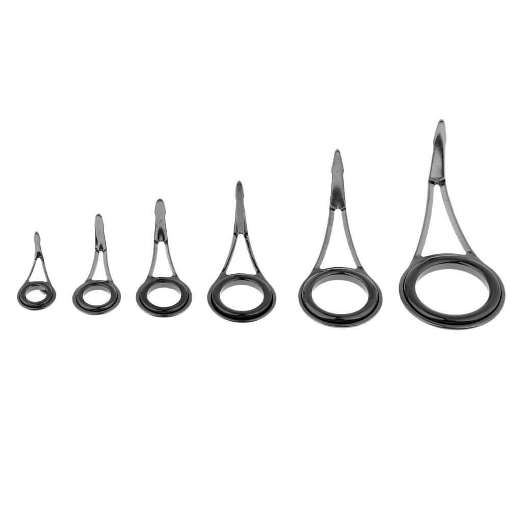 6pcs Fishing Rod Guides Top Tips Eye Ring Rod Repair Kit for Rod Building