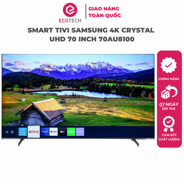 Smart Tivi Samsung 4K CRYSTAL UHD 70 INCH 70AU8100 - Hàng Chính Hãng