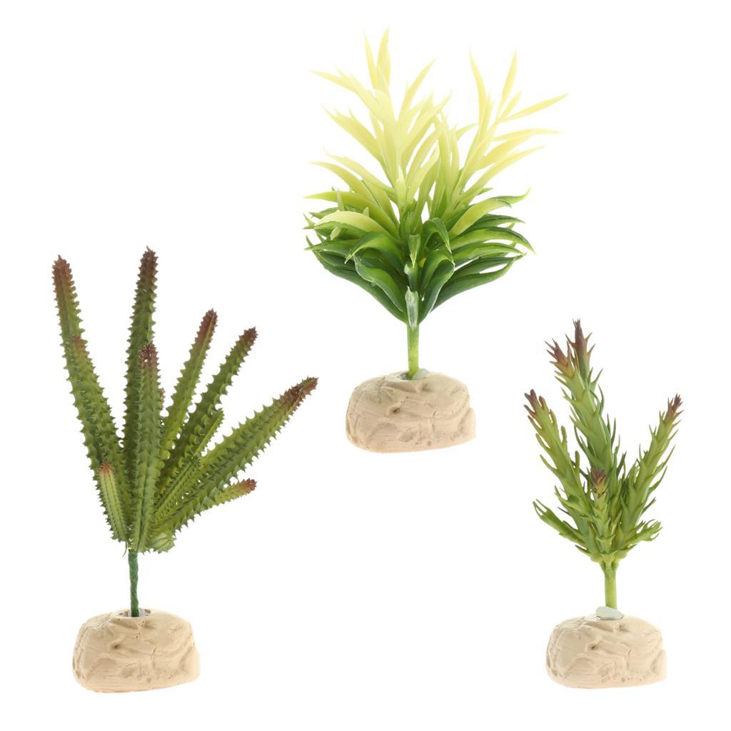 Plastic Terrarium Lifelike Plant Decorative Ornament for Reptile
