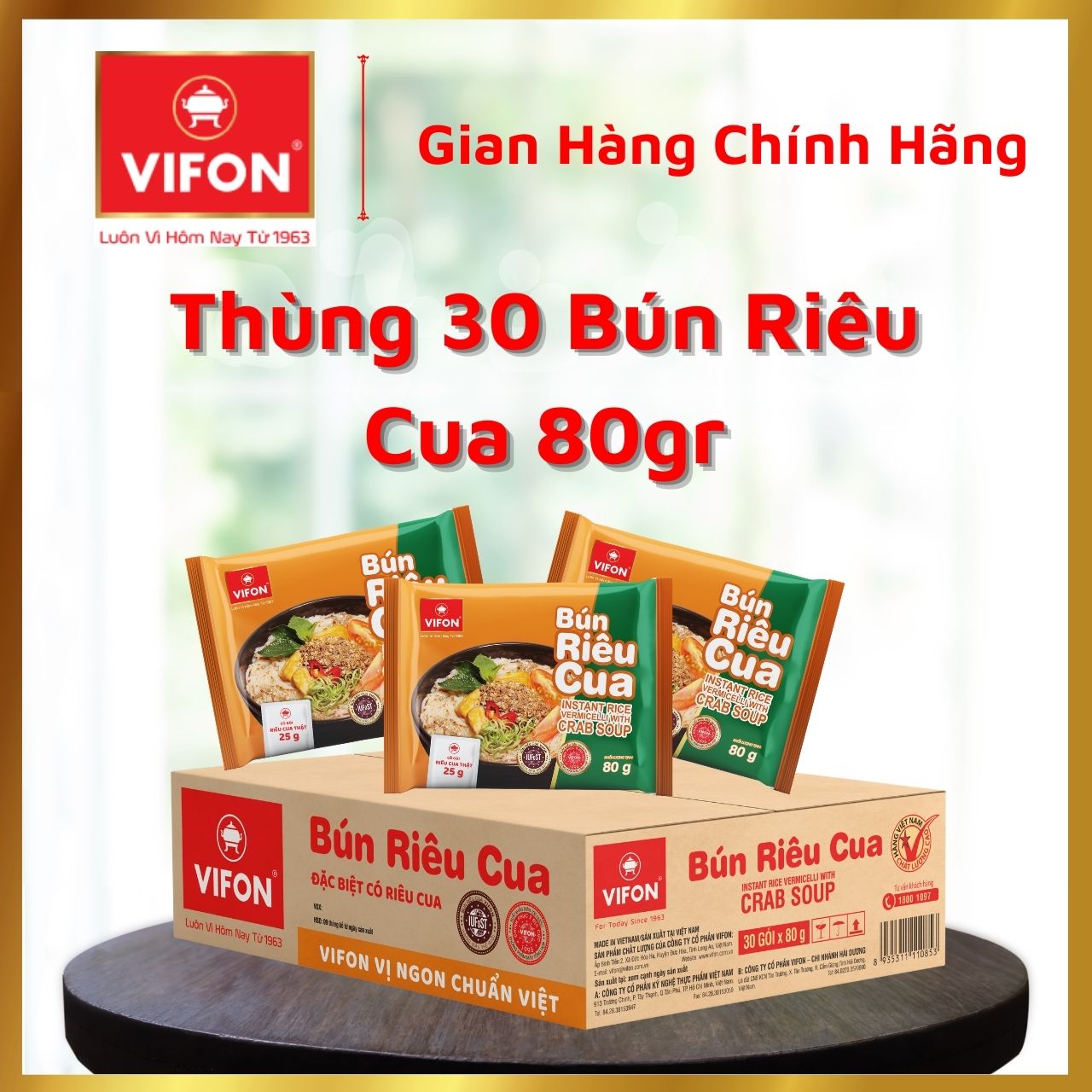 Thùng 30 Bún Riêu Cua VIFON (80g / Gói)