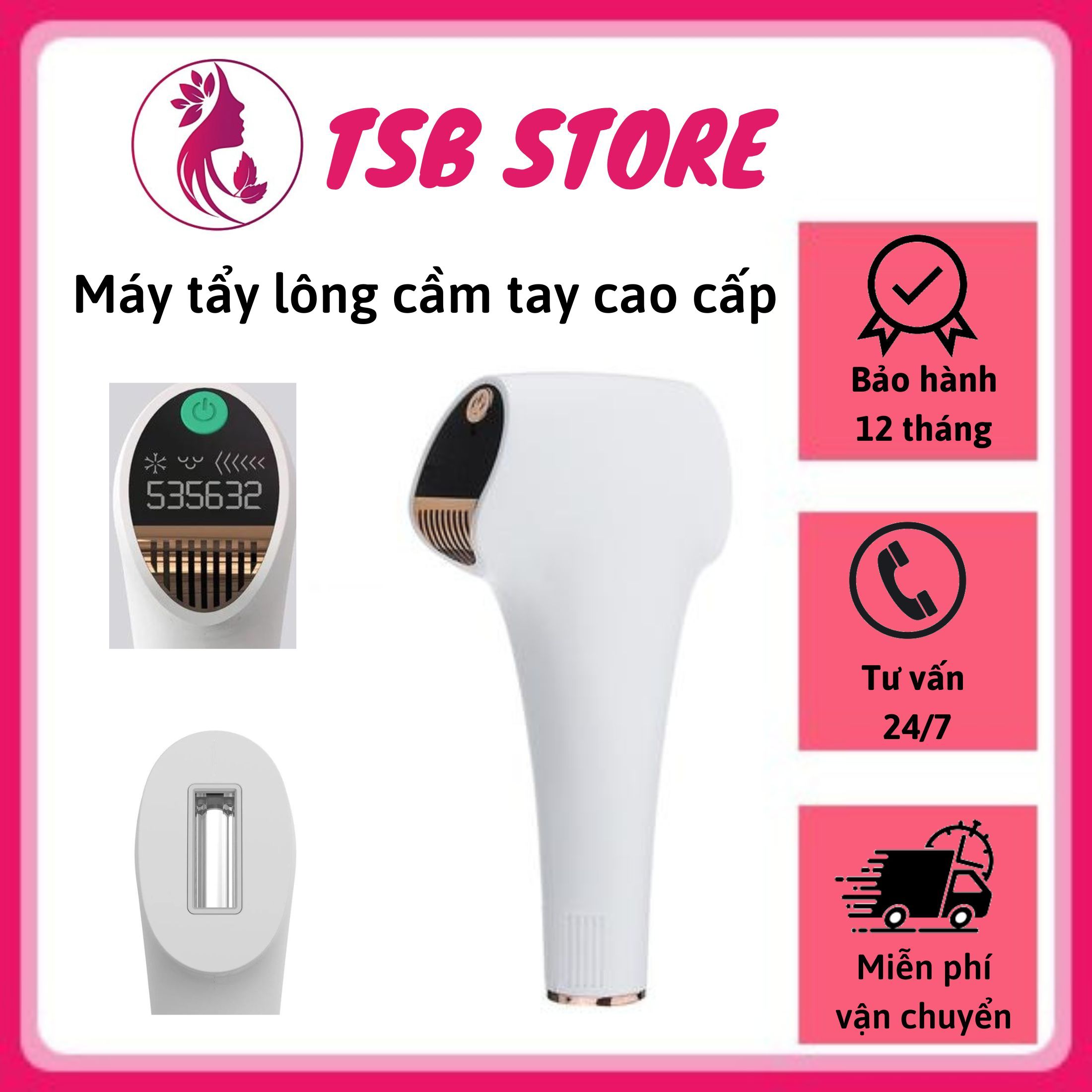 Máy triệt lông mini cầm tay cao cấp IPL - Máy triệt lông cá nhân tại nhà, Máy tẩy lông công nghệ laser cao cấp - Dụng cụ triệt lông vĩnh viễn 5 Mức năng lượng &amp; 2 Chế độ Flash triệt lông an toàn, hiệu quả, tiết kiệm - TẶNG gel lạnh triệt lông