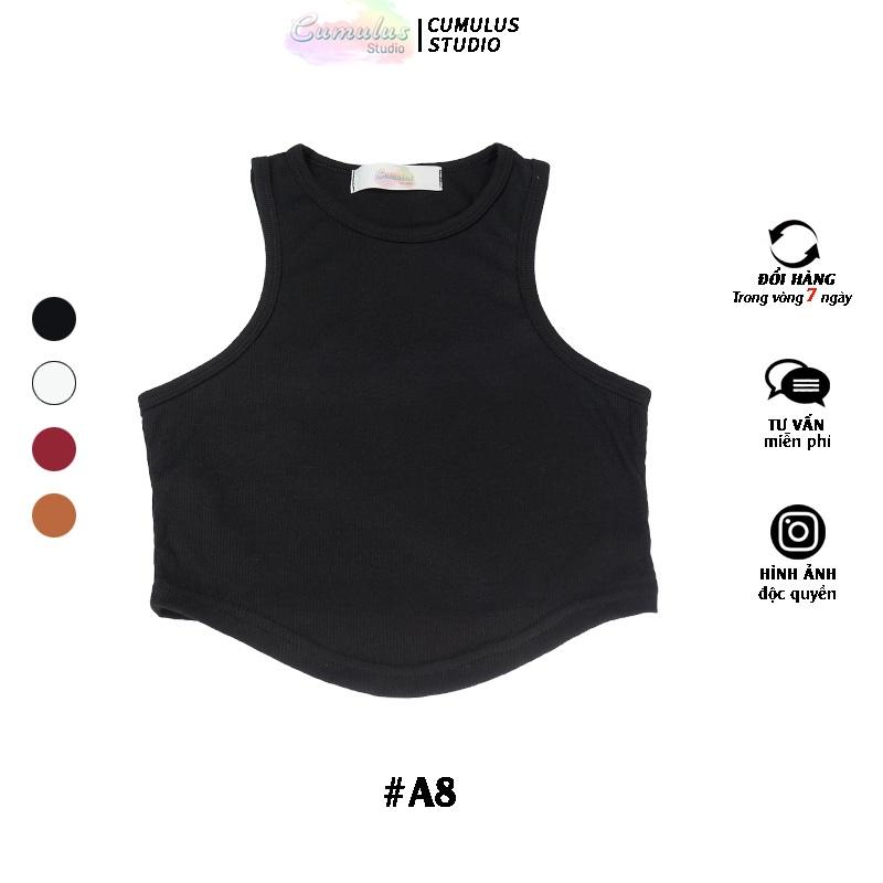 Áo croptop ba lỗ lai bầu Cumulus chất thun gân A08