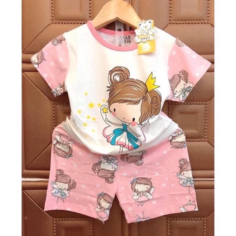 Bộ cộc tay xuất Hàn size nhỡ cho bé gái 15-23kg