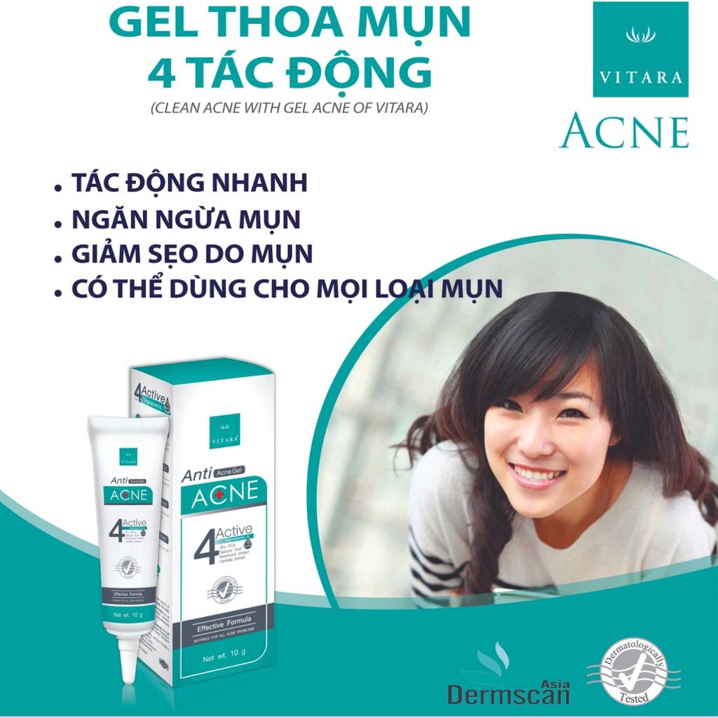 Gel thoa mụn Vitara Anti Acne làm lành vết thương do mụn, ngừa thâm mụn 10g