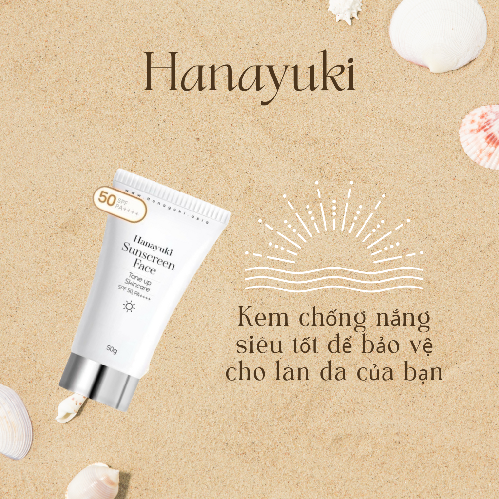 Kem Chống Nắng Sunscreen Face Hanayuki Chính Hãng SPF 50+/PA++++ Nâng Tông Kiềm Dầu 50g