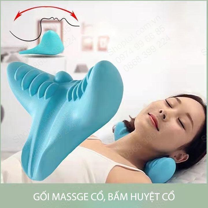 Gối massage kiêm bấm huyệt, nắn chỉnh cổ vai gáy, làm bằng nhựa mềm êm