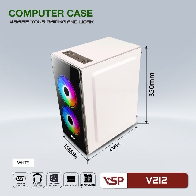 Vỏ Máy Tính Case Game VSP V212 (Black/White/Green/Pink) - Hàng Chính Hãng