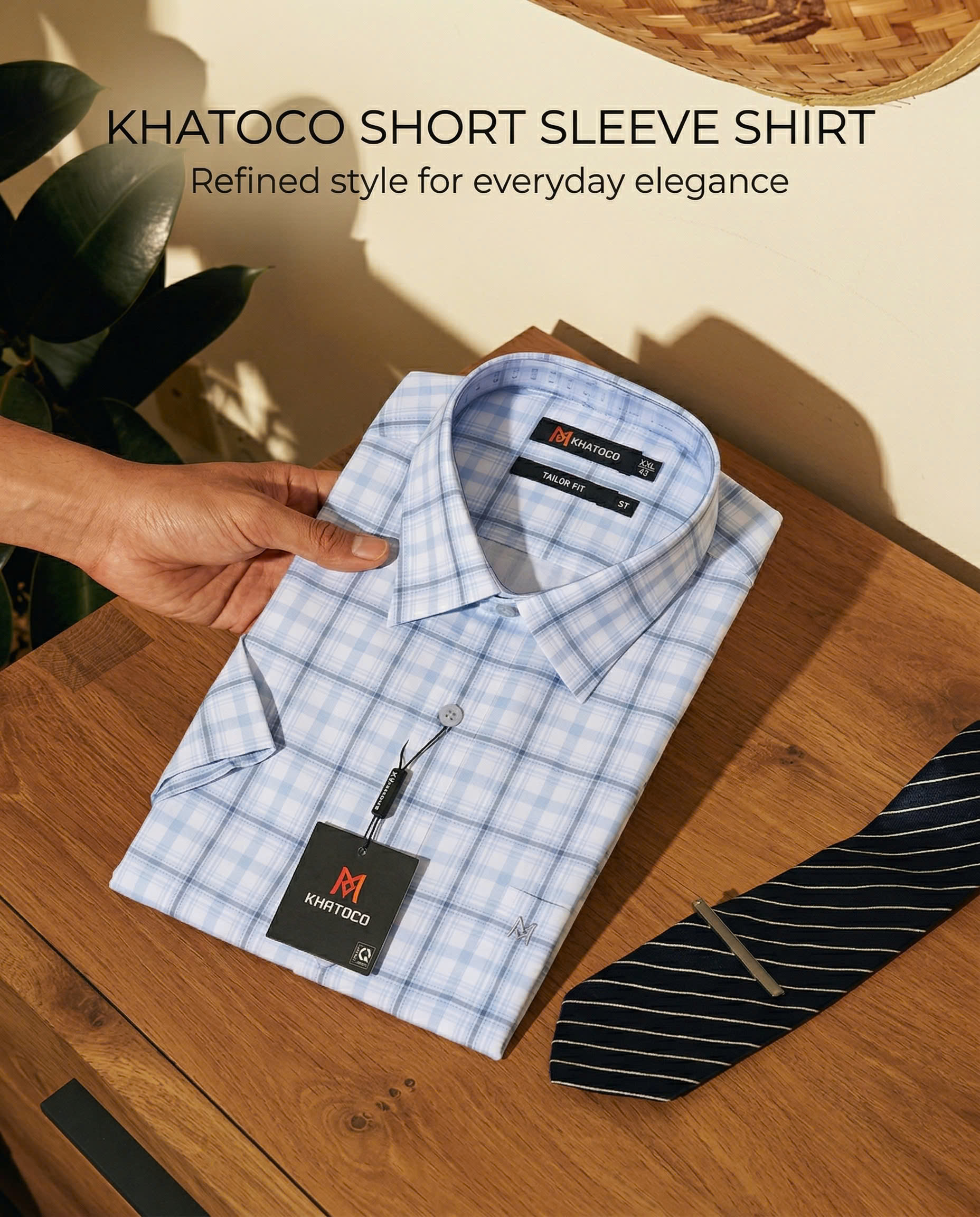 Áo sơ mi tay ngắn Khatoco (M-3XL)